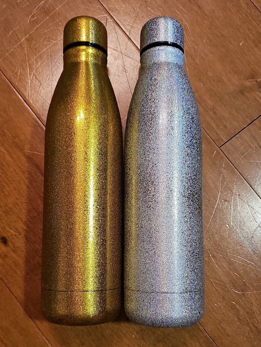 Gold and Silver Glitter Insulated Water Bottles - Stylish Home Accent
